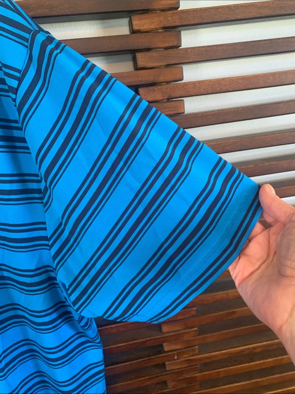 Under Armour Men's Bright Blue Striped Polo with Black Accents - Picture 4 of 8
